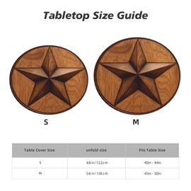 Round Tablecloth with Elastic Edge S-48 Inches, Western Texas Star in Wood Washable Decor Table Covers for Kitchen Dining Outdoor Parties (Fit for 40" - 44" Table)