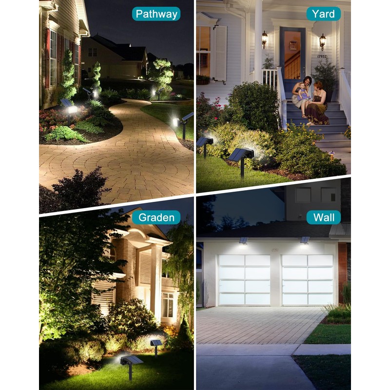 Kipeini 102 LEDs Solar Spot Lights Outdoor, [ 4 Modes/8