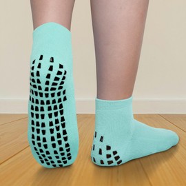 Raigoo - Calcetines antideslizantes con agarre para niños (de 4 a 16 años), calcetines deportivos acolchados para hospitales para niños y niñas, 4 pares azul claro, 8-11 años