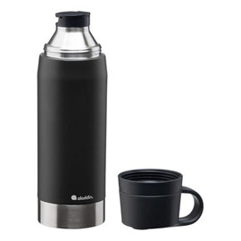 Aladdin CityPark Thermavac Double Glass Steel Thermos Flask 1.1 LT Black 1.1 LT