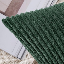 SLOZZI Set of 2 Dark Green Decorative Corduroy Cushion Covers for Sofa, Home, Living Room, Bedroom, Bed