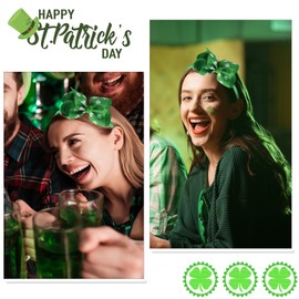 ZEYER ZEYER St Patrick's Day Headband for Women and Girls Green Clover Headband Bow Shamrock Headband Hair Accessories for Party and Cosplay