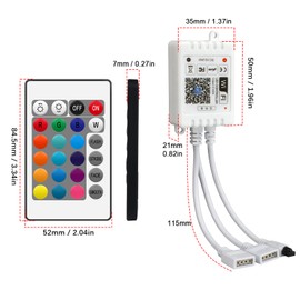 Smart WiFi RGB LED Light Strip Remote Controller, 24 Key Wireless Control