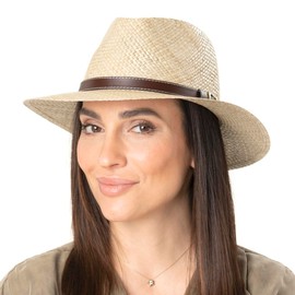 Lipodo Carsell Traveller Straw Hat Women/Men - Made in Italy Sun Summer Spring-Summer - M (56-57 cm) Nature