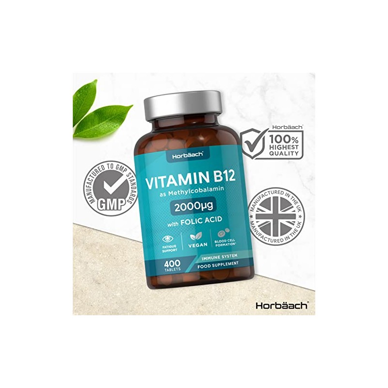 Vitamin B12 Complex 2000ug | 400 Vegan Tablets High Strength