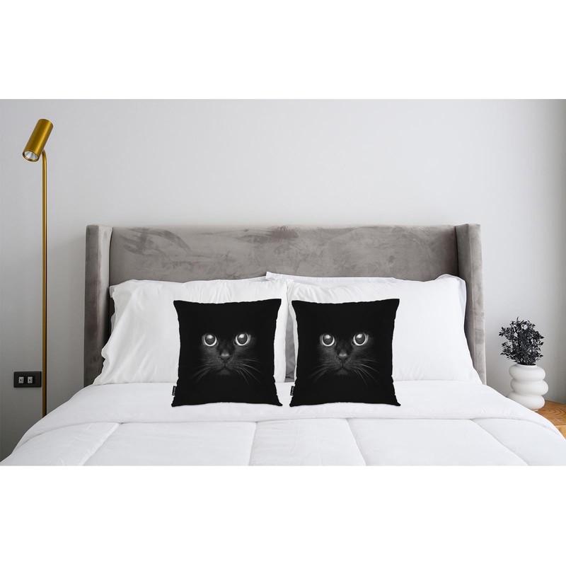 Swono Black Cat Pack of 2 Decorative Throw Pillow Covers