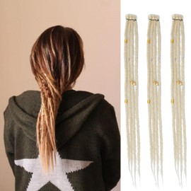 Dsoar Thin Dreadlock Extensions with Clips 20 Inch Clip In Dreads Handmade 3Pcs Crochet Loc Extensions(613#)