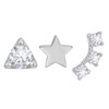 Set of 3 Single Studs in Sterling silver 925 Sterling
