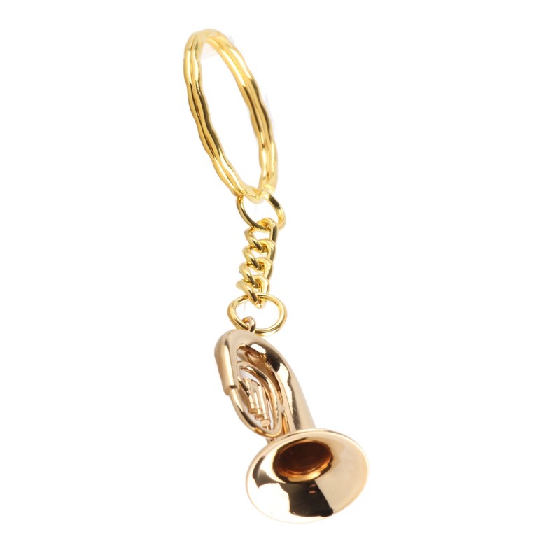 Brass Tuba Key Chain Miniature Golden Musical Instrument Key Chains