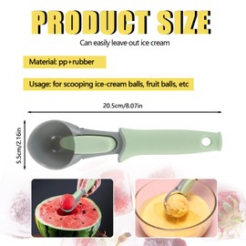 Pack of 2 ice cream scoops, ice cream scoop with trigger, ice cream scoop with ejector, ice cream spoon and comfortable handle for ice cream, smoothie, melon balls