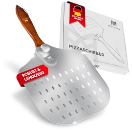 Multira Pizza Peel - Pizza Server - Perforated Aluminium Scoop - Rotatable Removable Scoop - Ergonomic Robust Wooden Handle - Load Capacity 5 kg - 530 g Weight - Dimensions: 60.5 x 30.5 x 4 cm