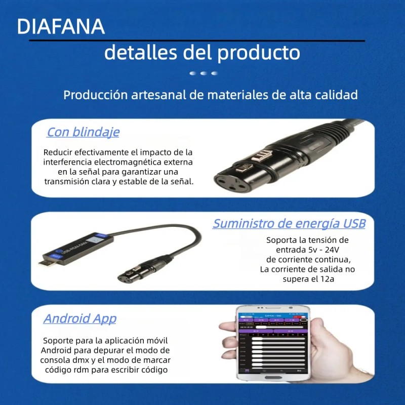 Interfaz Dmx Rdm Via Bluetooth Smartphone 96 Canales Con App