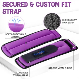 Yes4All Wrist & Ankle Weights Pair 1lb -10lbs for Women, Men - Adjustable Strap - Walking, Jogging, Pilates, Gym Fitness Workout (1.5 lbs x2, Purple)