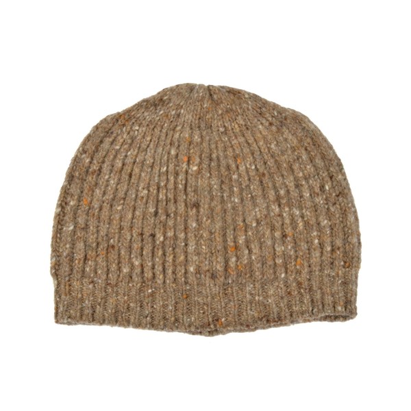 Ferruccio Vecchi Ribbed Donegal Beanie Light Brown One Size Wool