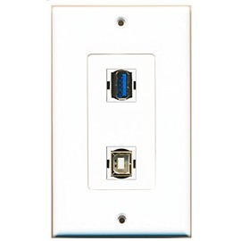 RiteAV 1 Port USB 3 A-A 1 Port USB B-B Wall Plate Oversized Jumbo MIDI