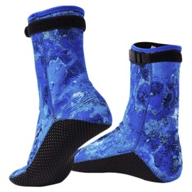 3MM Neoprene Wetsuit Socks Warm Anti-slip Scuba Diving Socks Fins Water Sports Dive Swimming Snorkeling Socks for Men Women, Blue Camouflage, X-Large