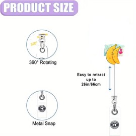 Valentine Day Badge Reels Banana Lovers Retractable Badge Holder Acrylic Glitter Valentines Day Alligator Badge Clip ID Card Name Tag Badge Reel for Nurse Doctor Couple Holiday DIY Decor