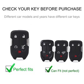 CACARLIKE for GMC Key Fob Cover with Leather Lanyard, Car Key Fob Case Compatible with Chevy Silverado GMC Sierra 1500 2500HD 3500HD Terrain Acadia Smart Key Protector Holder