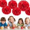 KUNYYI Red Tissue Paper Pom Poms Flowers Balls 12 Pcs