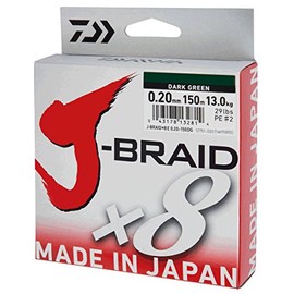 Daiwa J- Braid x8 – Fishing Line Braided Round, Dark Green, 0.42 mm, 46.5 kg/103.0lbs, 300 m