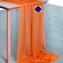 MDS Christmas Chiffon Table Runners - 25 Pack, 29 x 120 Inches, 10ft Each - Sheer Long Table Runners for New Year Party, Thanksgiving, Wedding, Reception, Harvest Dinner Table Décor - Orange