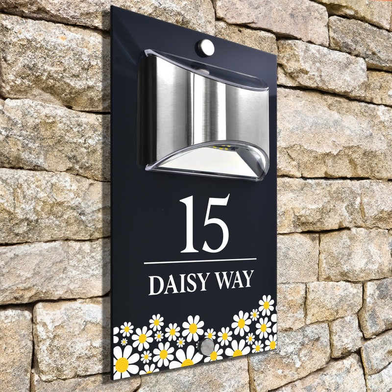 Custom Signs Solar Illuminated Modern Anthracite House Number Sign 24cm