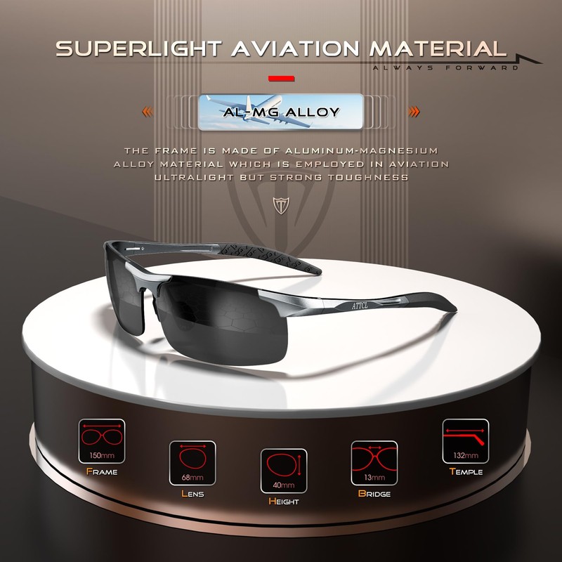 ATTCL Men's Sports Polarized Sunglasses For Driver Golf Fishing Unbreakable