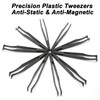 Qjaiune 10Pcs Pointed Tip Plastic Tweezers, Anti-Static & Anti-Magnetic Tweezers,