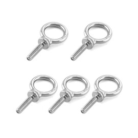 QWORK Eye Bolt, 5 Pack 1/4" - 20 x 1" Marine Grade Stainless Steel Lifting Ring Threaded Eyebolts