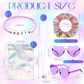 Landical 60 Pcs Friendship Party Favors 12 Sets Era Popular Singer Gift Sets Include Friendship Beaded Bracelets Disco Ball Necklace Heart Sunglasses Holographic Gift Bag for Y2k Fans Birthday