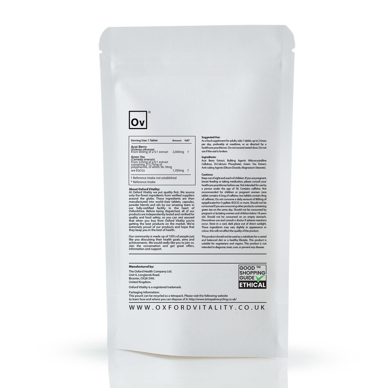 Acai Berry 2000mg & Green Tea 1350mg Tablets | Catechins