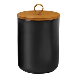 Jueison Large Ceramic Storage Jars, Modern Elegant Highly Polished Airtight Gorgeous Storage Canisters with Wooden Lid Food Storage Jar for Kitchen Spice Tea Vanilla Sugar Coffee Beans (Black)