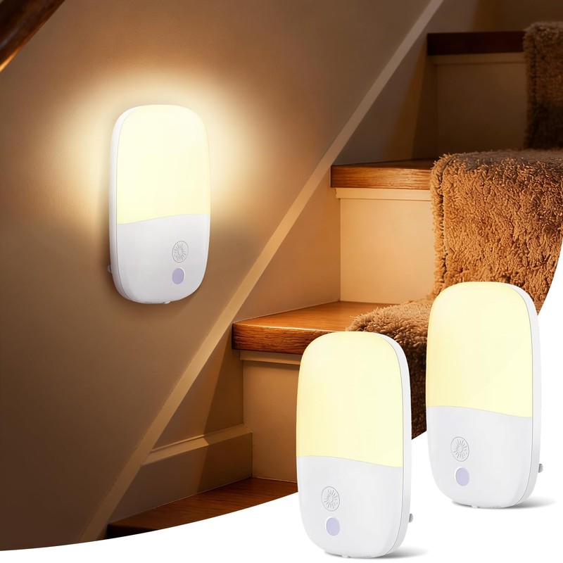 2 Lámparas de Noche con Sensor de Luz, Detecta Automáticamente