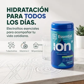 ION X Essential | 7 Electrolitos en Polvo para Hidratación Natural Diaria | Vitamina C | Miel en Polvo + Monk Fruit | Sin Cafeína | Sabor Limón | 500 