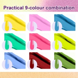 U-Shinein Gradient Painting Gel, 9 Colors Ombre Gel Nail Polish with Tweezers for Ombre Nails Aura Nails French Manicure Soak Off UV Long-lasting No-wipe Home Salon DIY Nail Art ChromaGlow