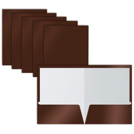 2 Pocket Glossy Laminated Brown Paper Folders, Box of 25, Letter Size, Brown Paper Portfolios by Better Office Products