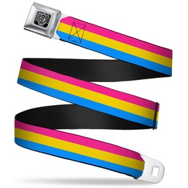 Buckle-Down Seatbelt Belt - Flag Pansexual Pink/Yellow/Blue - 1.5" Wide - 24-38 Inches in Length