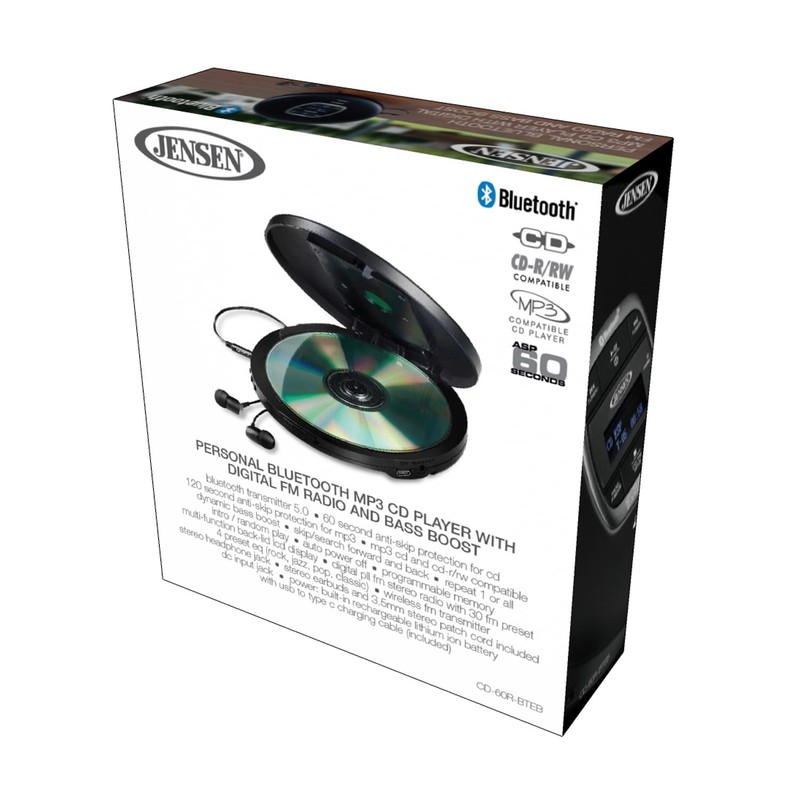 Jensen Portable CD Player Bluetooth 5.0 for Car with FM