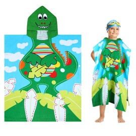 FLYISH DIRECT Badeponcho Kinder 100% Baumwolle Kinderhandtuch Poncho Kinder Badetuch Handtuch mit Kapuze Strandtücher für Jungen und Mädchen, 70x60cm