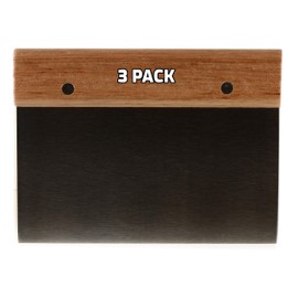 [3 PACK] Stainless Steel Dough Scraper with Wooden Handle - Dough Chopper, Heavy Duty Multi Purpose - Perfect for Nuts, Herbs, Pastry, Pizza Dough, Baking and More!