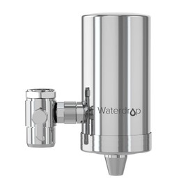 Waterdrop WD-FC-06 Stainless-Steel Faucet Water Filter, Carbon Block Water Filtration System, Tap Water Filter, Kitchen Purifier, Reduces Chlorine, Odor and Bad Taste (1 Filter Included)