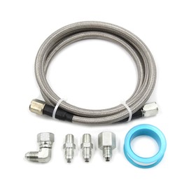 Steel Braided Turbo Oil Feed Line -4AN, Pressure Stainless Remote Turbocharger Sensor Teflon 4 AN Gauge Line Kit (48 inch)