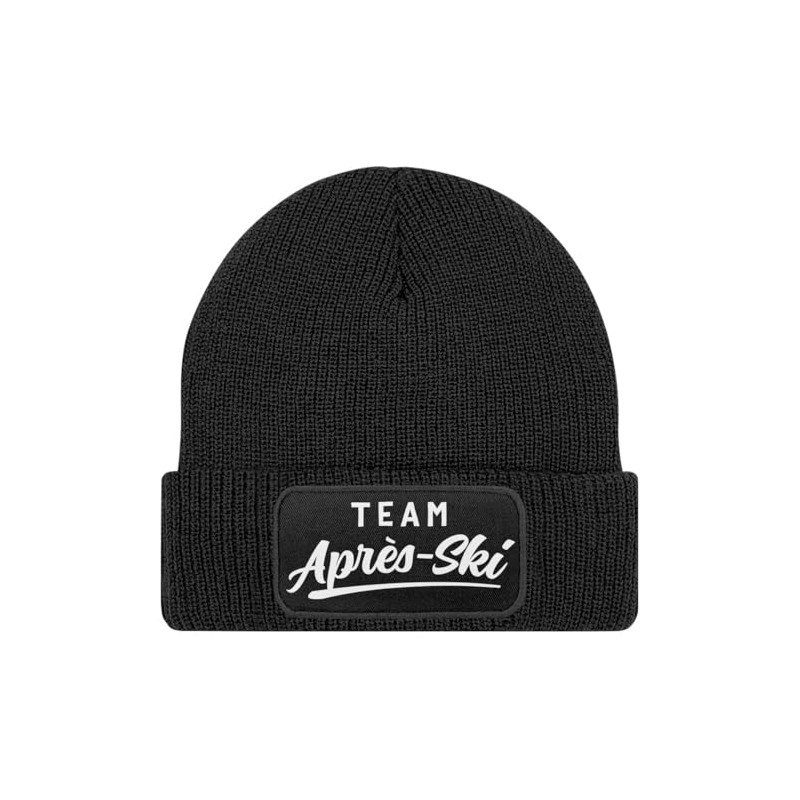 MoonWorks® Men's Beanie with Patch Knitted Hat with Saying Skiing