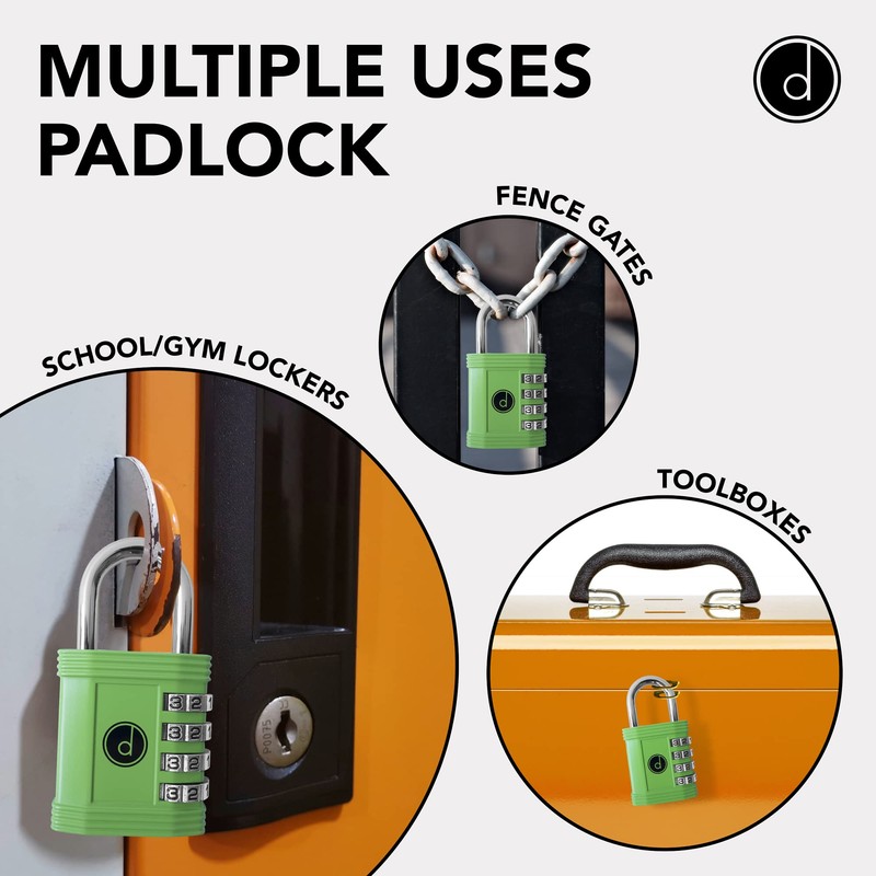 Padlock 4 Digit Combination Lock - for Gym School Locker,