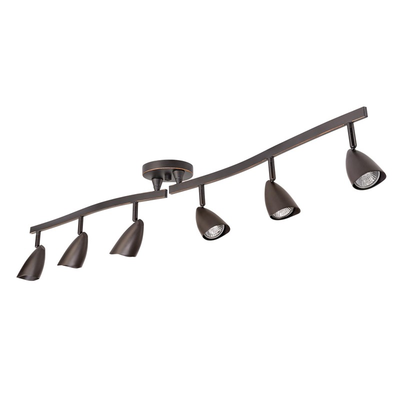 Globe Electric 59376 Grayson 6-Light Adjustable S-Shape Track Lighting, Bronze