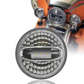 SUNPIE 5D 7 inch White Amber Head light Compatible with H_arley Street Glide/Tri Glide, Compatible with Electra Glide, Compatible with Road King, Compatible with Softail Deluxe/Heritage