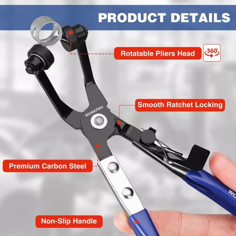 WORKPRO 3-Piece Hose Clamp Pliers Set with Pouch 27" Long
