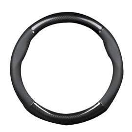 MOIVIKIM for Steering Wheel Cover Fusion Carbon Fiber Premium Leather Non-Slip, Breathable, Trendy Car Accessories with Car Logo,for Accessories (New-New)