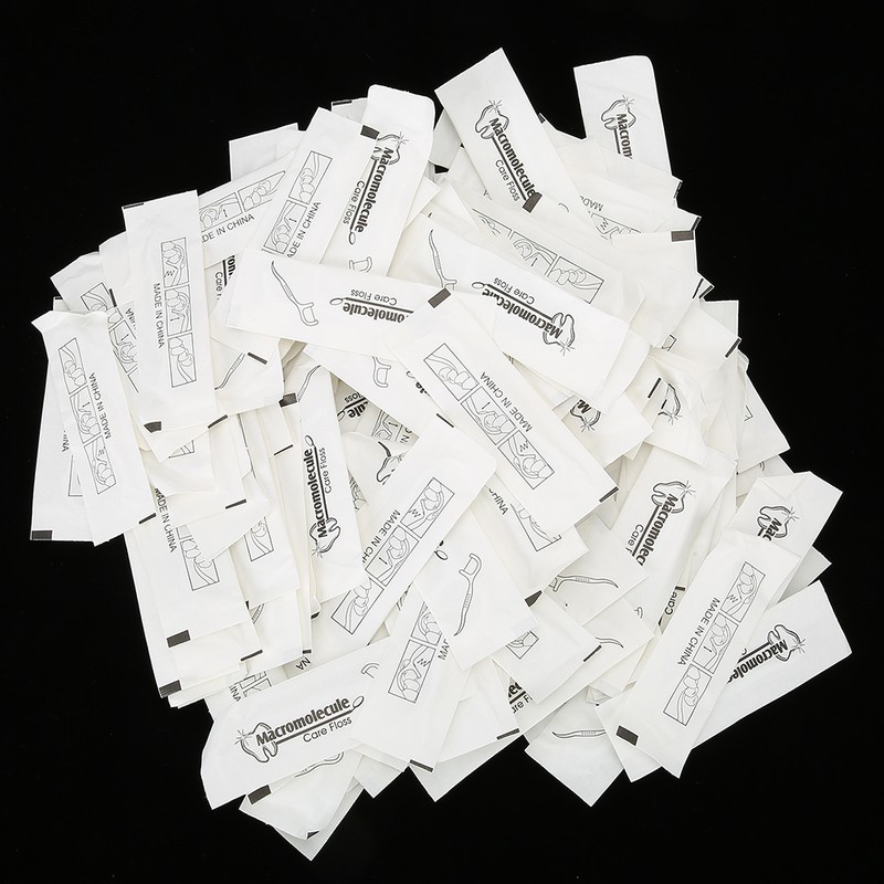 500pcs Disposable Dental Floss Stick Teeth Stain Removal Floss Oral