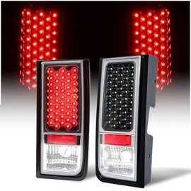 HECASA Pair Tail Lights Compatible with 2003-2009 Hummer H2 Taillights Lamp Black Housing Clear Lens Driver & Passenger Side (LED)